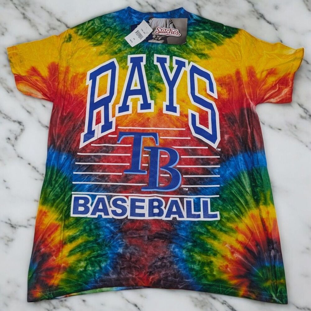 Tampa Bay Devil Rays T Shirt Mens M Tie Dye‎ Logo MLB Baseball Stitches NWT